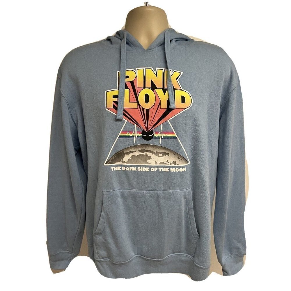 Pink Floyd Dark Side Of Moon Blue Graphic Hoodie Pullover Sweatshirt XL Pocket